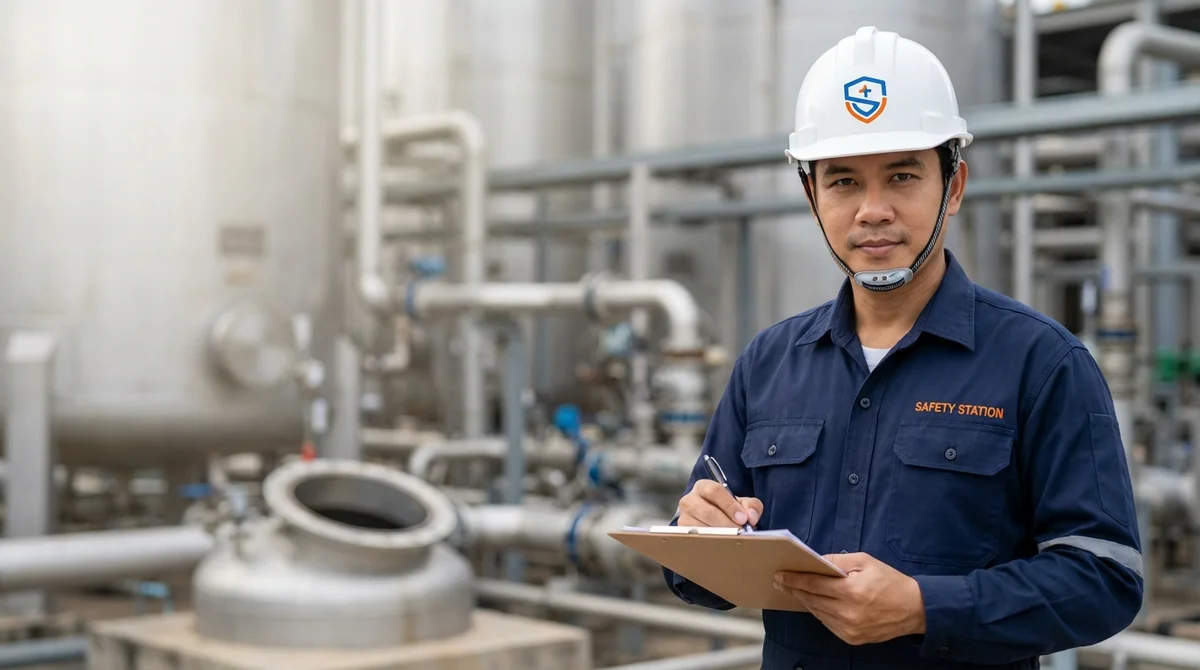 ผู้เข้าอบรมกำลังเรียนรู้อับอากาศ 4 ผู้ - หลักสูตรอับอากาศ ที่ Safety Station โรงเรียนความปลอดภัย